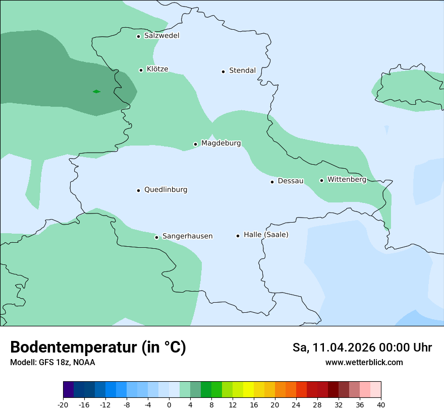Modellkarte GFS – t_g – st