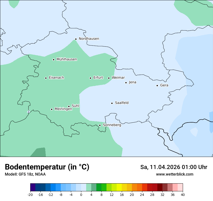 Modellkarte GFS – t_g – th