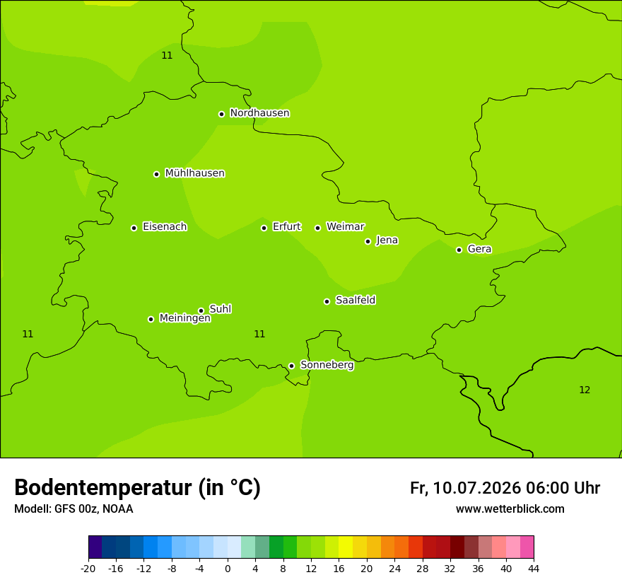 Modellkarte GFS – t_g – th