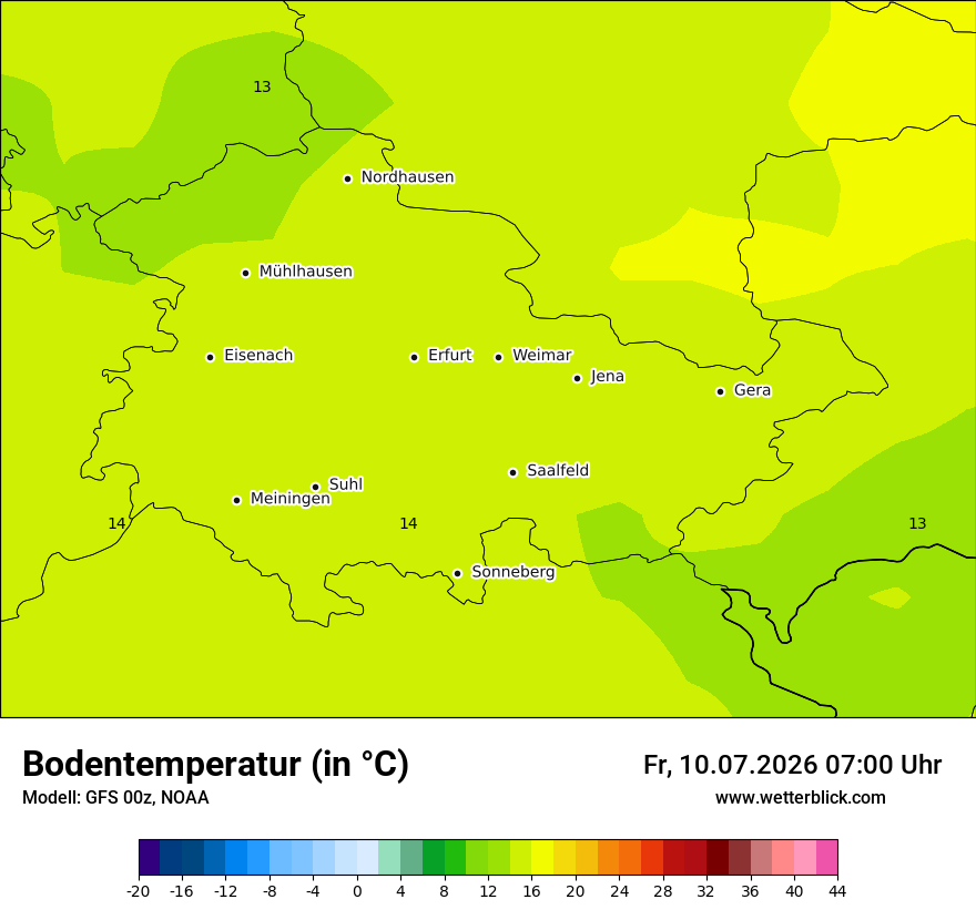 Modellkarte GFS – t_g – th