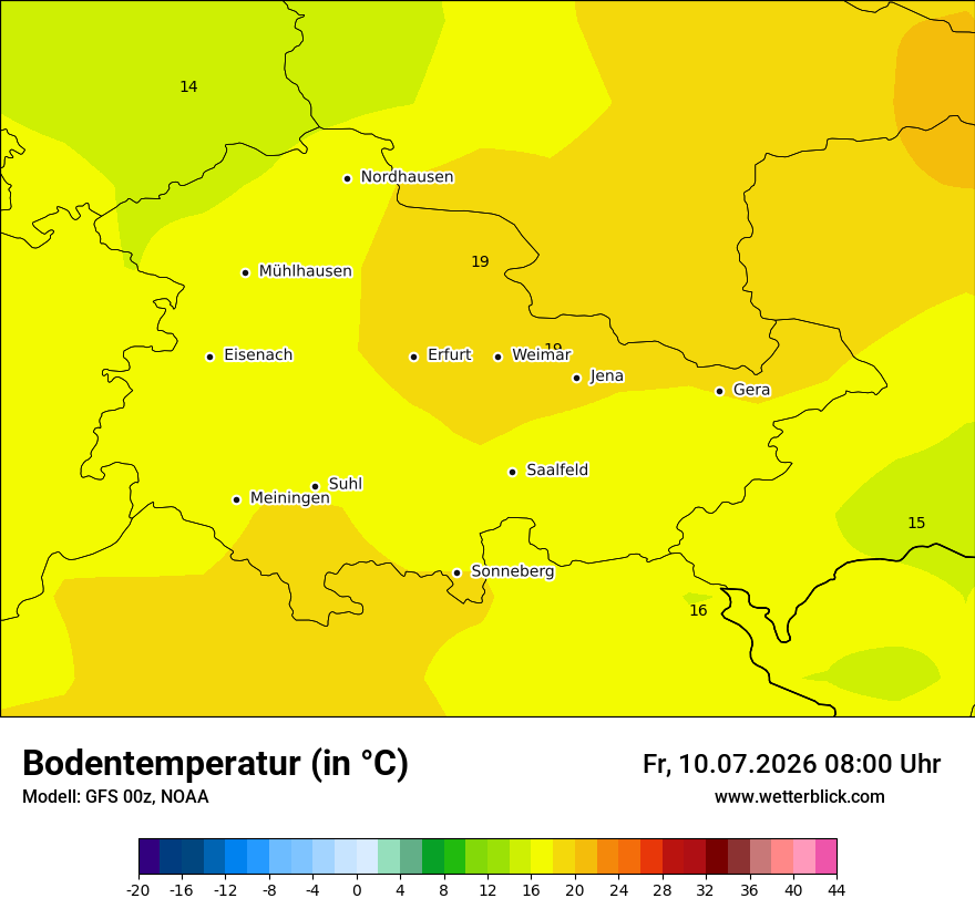 Modellkarte GFS – t_g – th