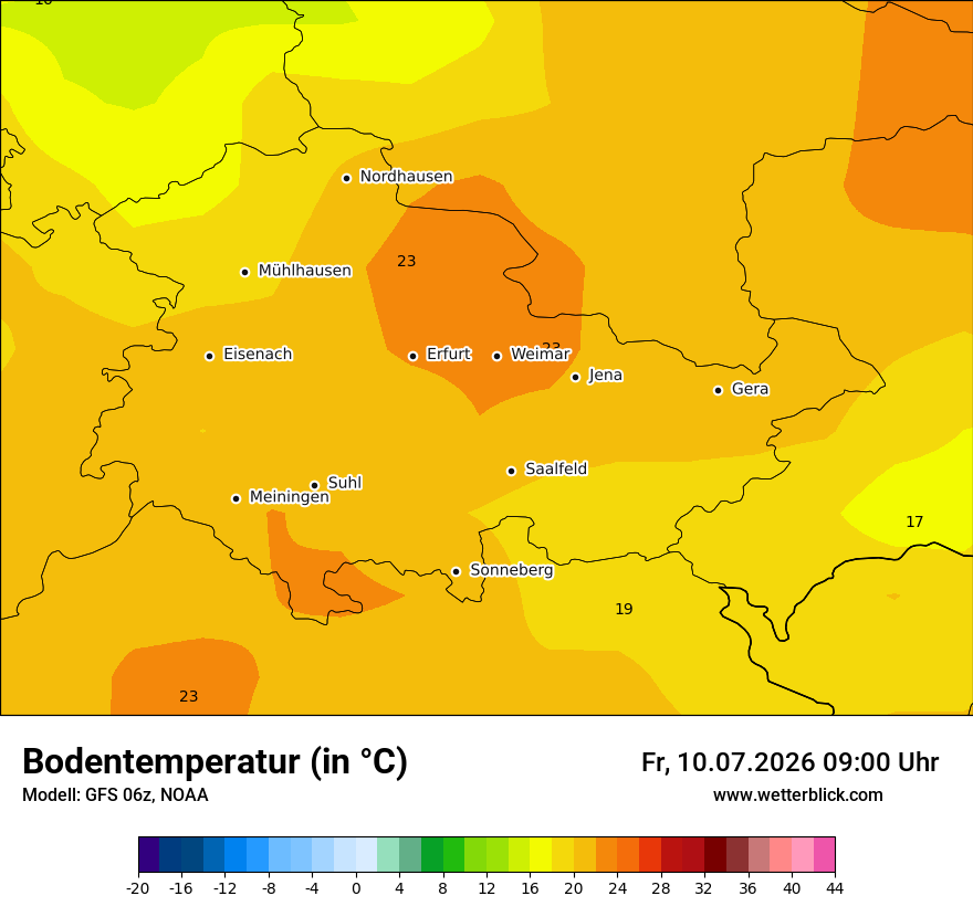 Modellkarte GFS – t_g – th