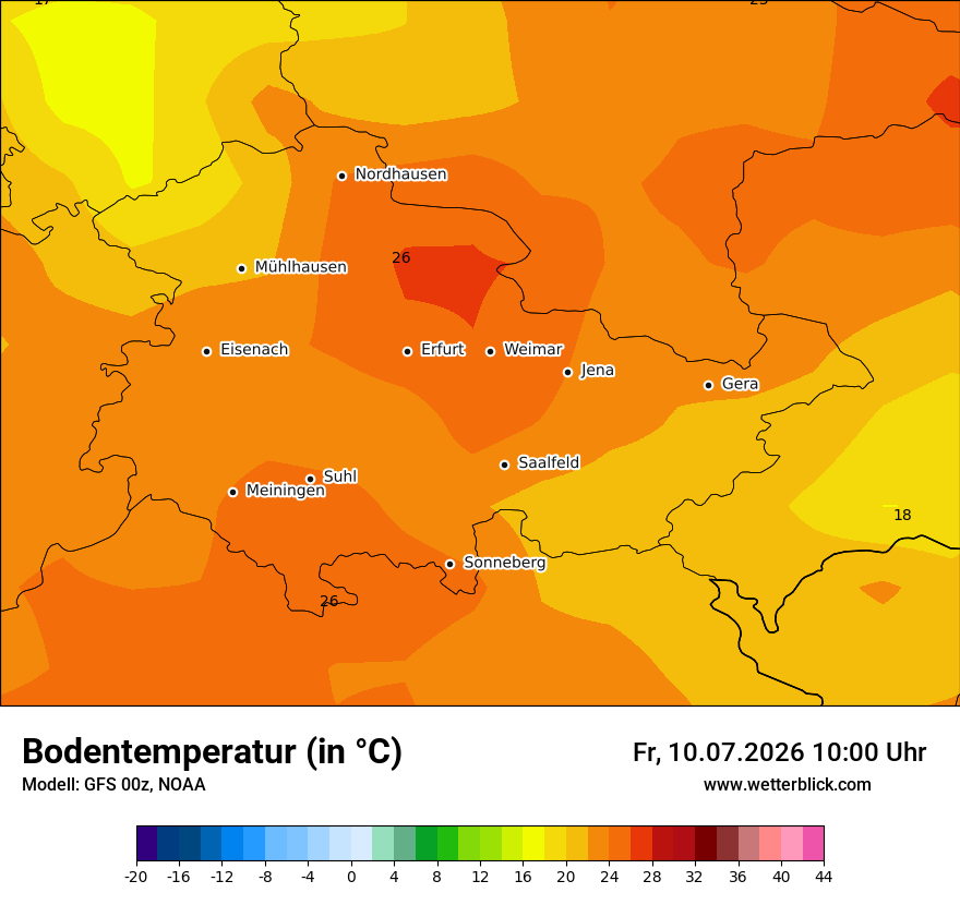 Modellkarte GFS – t_g – th