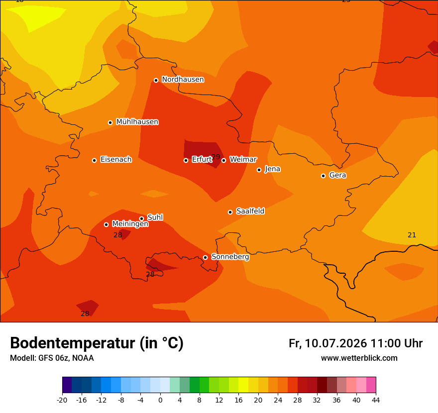 Modellkarte GFS – t_g – th