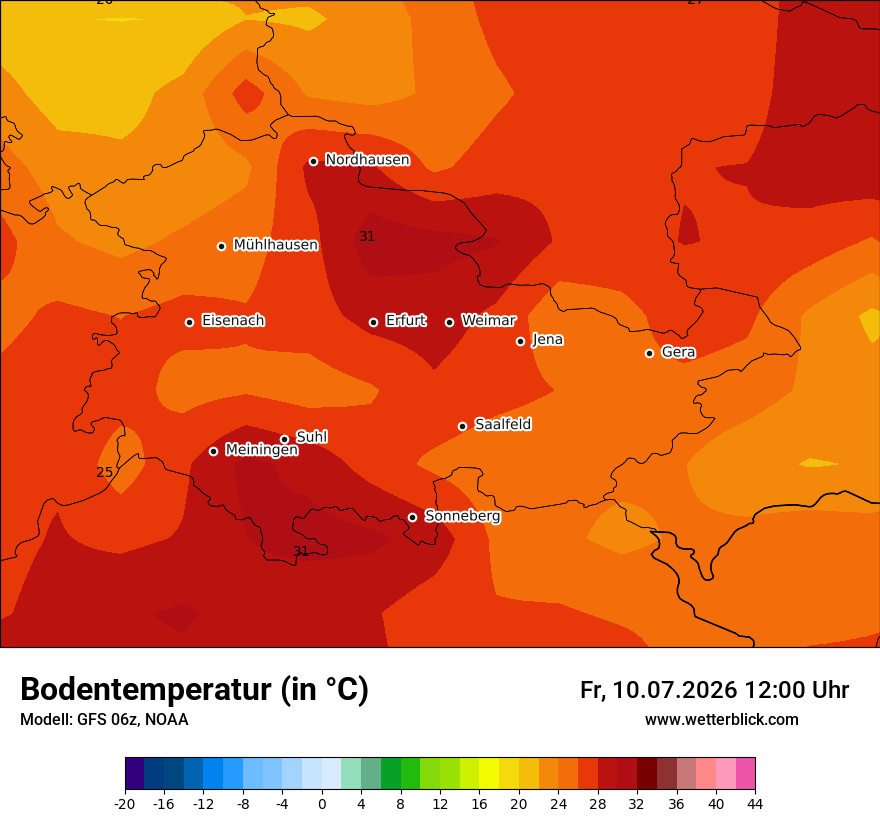 Modellkarte GFS – t_g – th