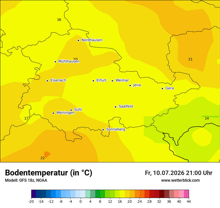 Modellkarte GFS – t_g – th