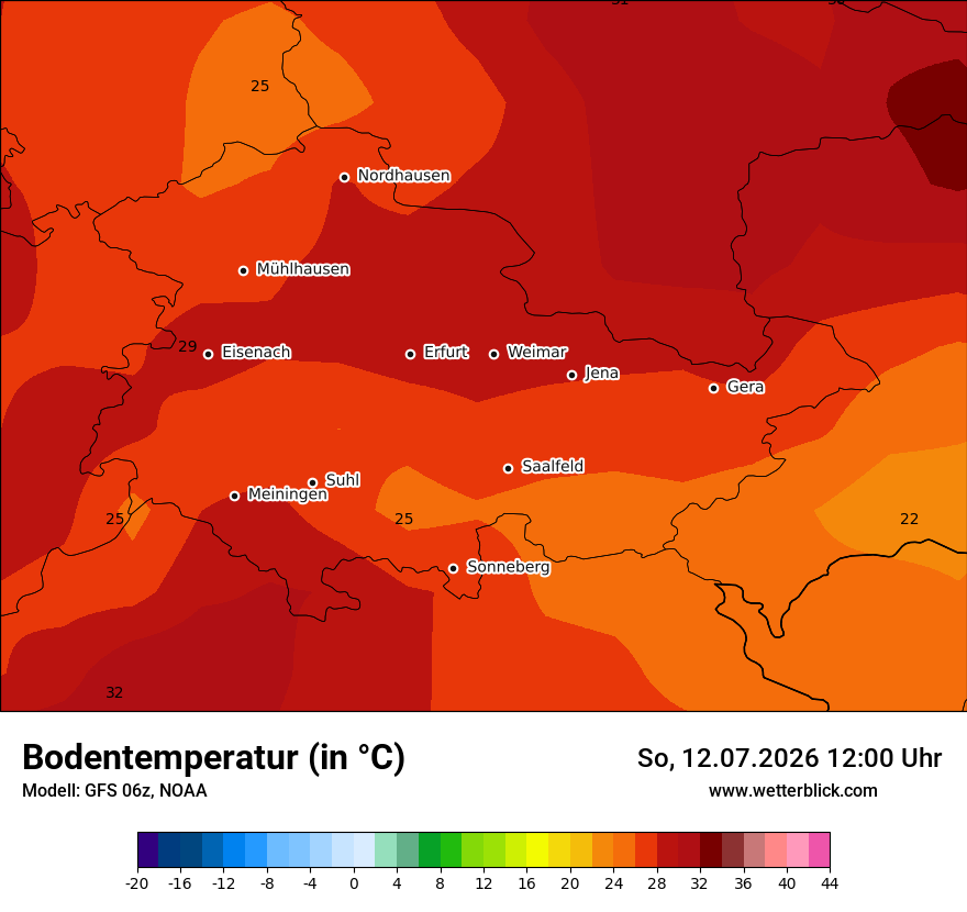 Modellkarte GFS – t_g – th