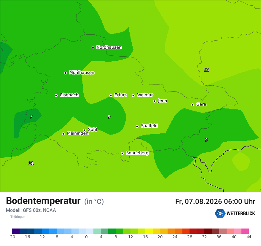 Modellkarte GFS – t_g – th