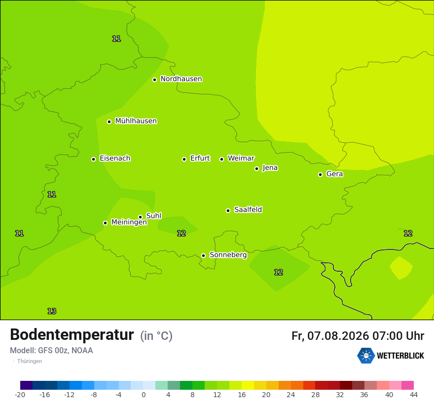 Modellkarte GFS – t_g – th