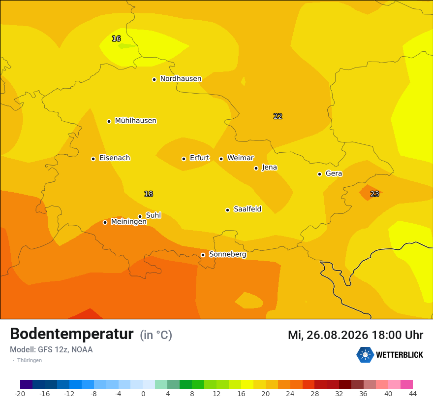 Modellkarte GFS – t_g – th