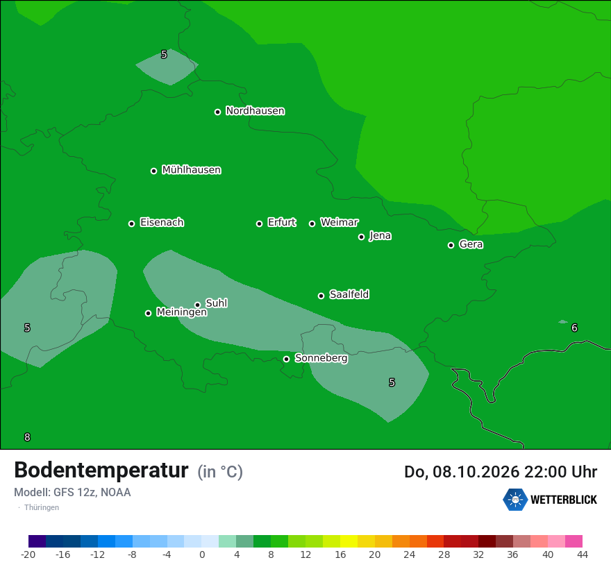 Modellkarte GFS – t_g – th