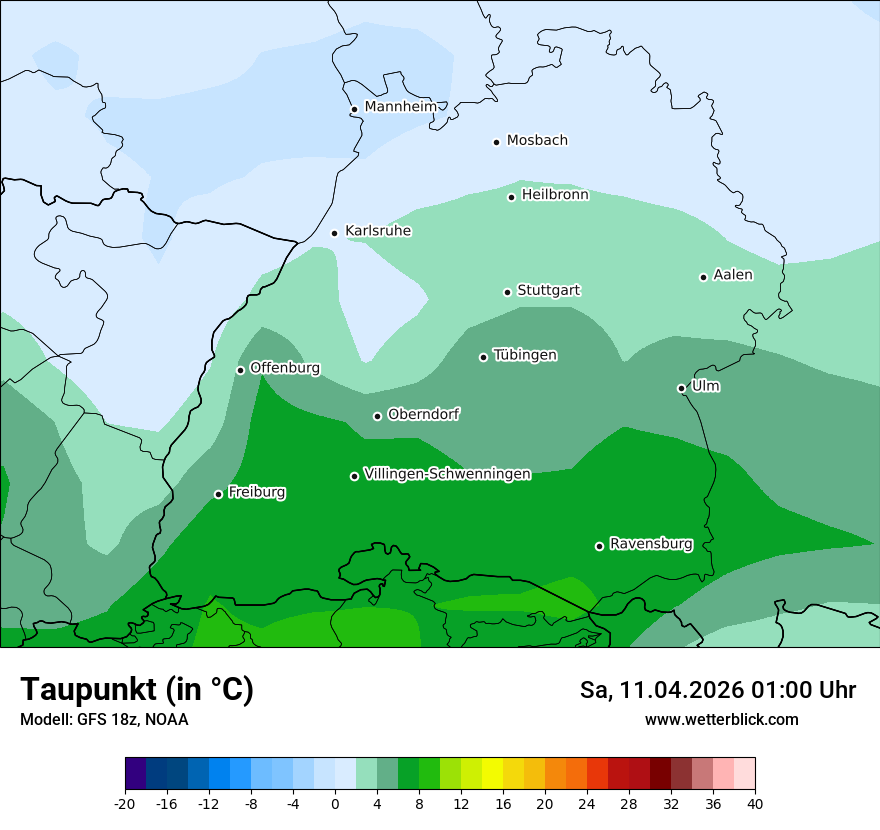 Modellkarte GFS – td – bw