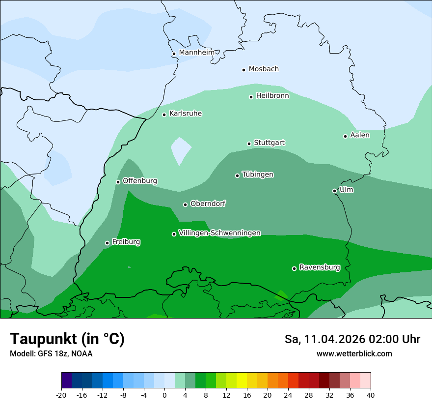 Modellkarte GFS – td – bw
