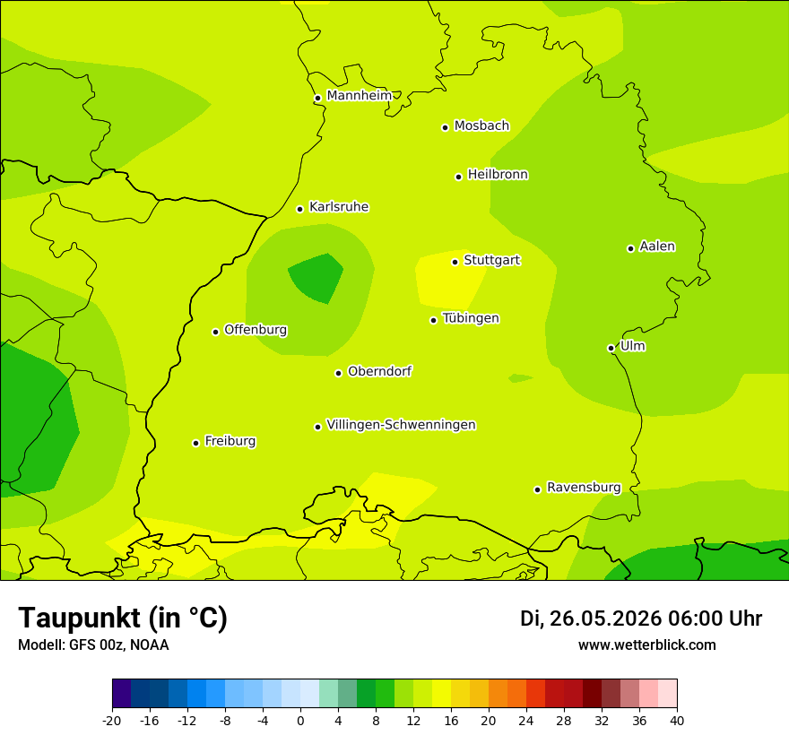 Modellkarte GFS – td – bw