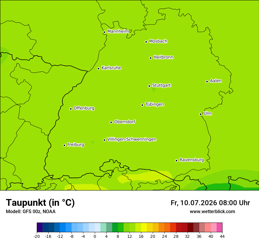 Modellkarte GFS – td – bw