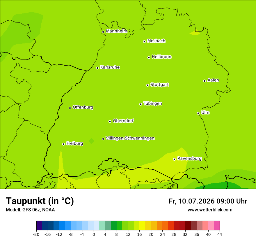 Modellkarte GFS – td – bw