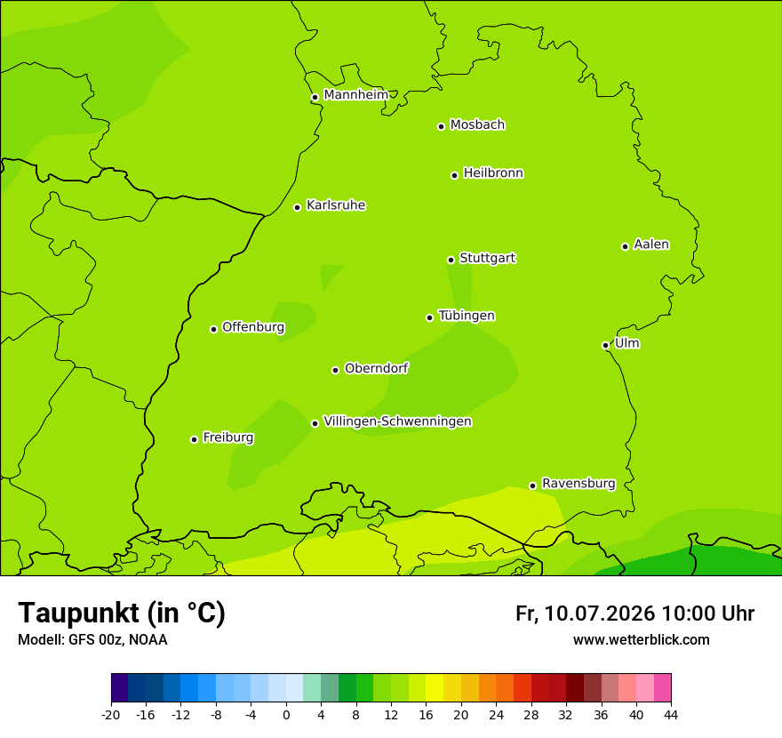 Modellkarte GFS – td – bw