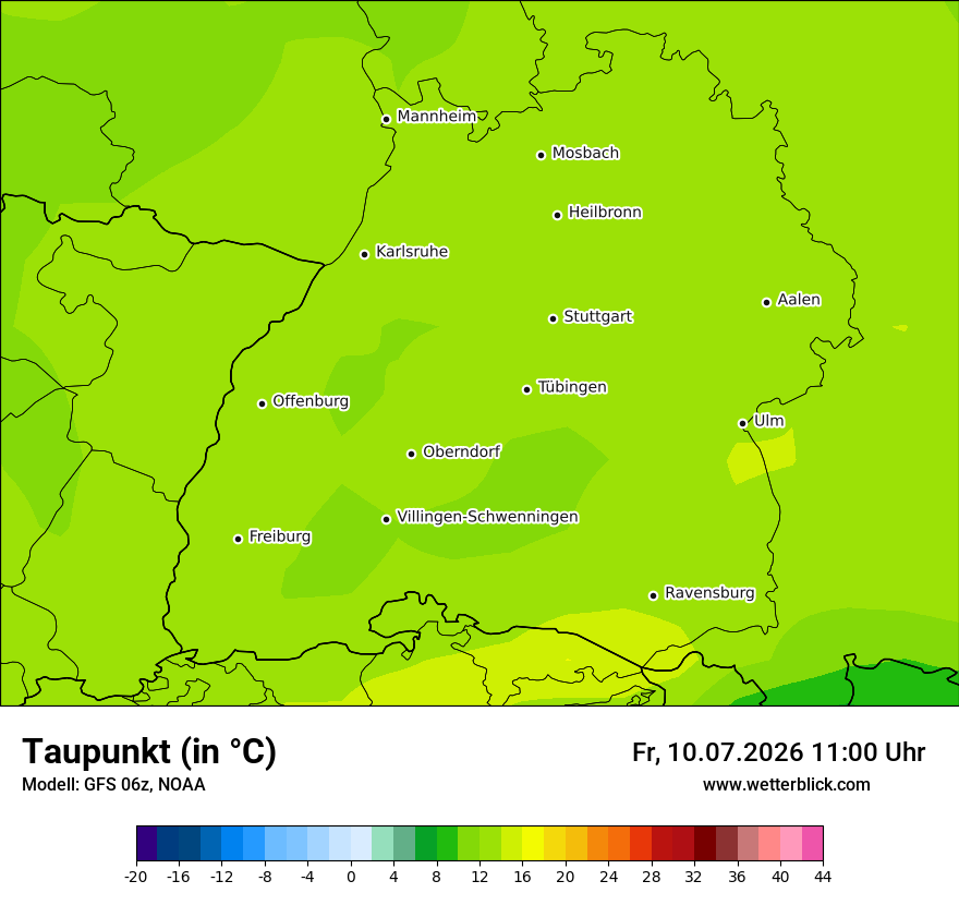 Modellkarte GFS – td – bw