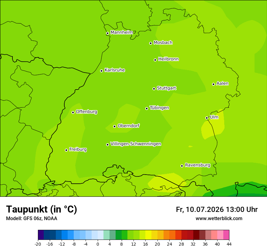 Modellkarte GFS – td – bw