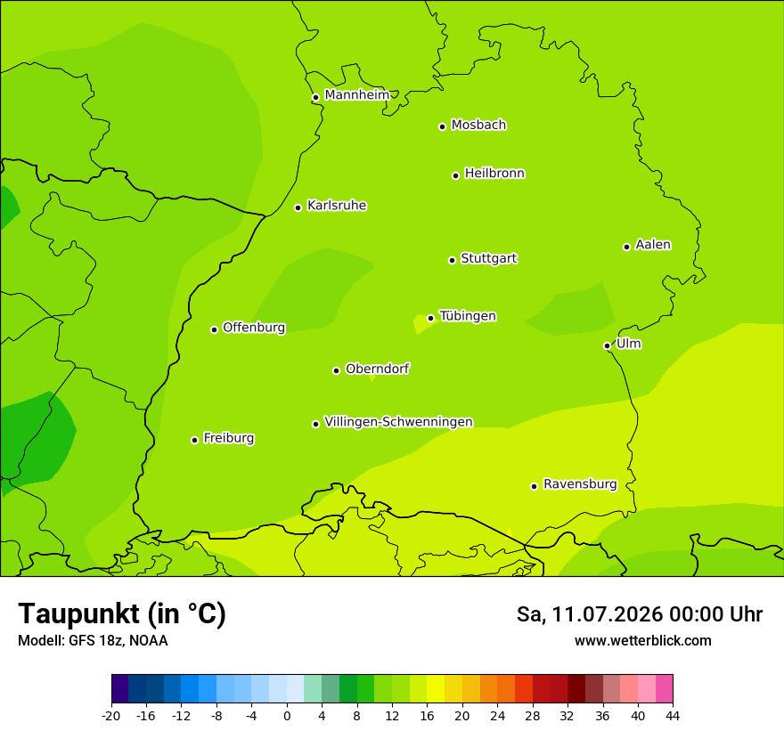 Modellkarte GFS – td – bw