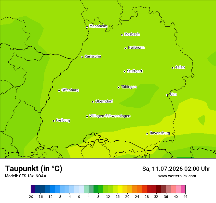 Modellkarte GFS – td – bw