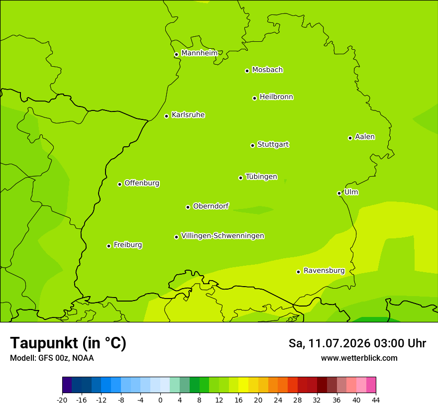 Modellkarte GFS – td – bw