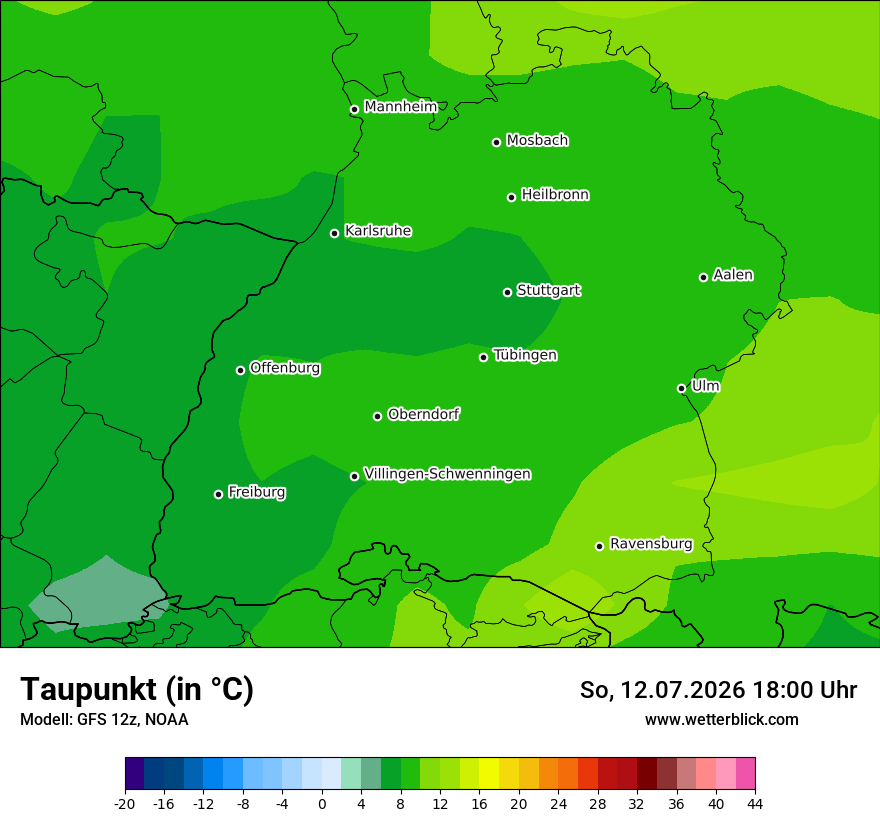 Modellkarte GFS – td – bw