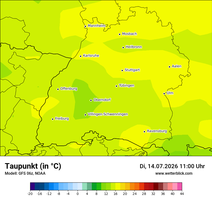 Modellkarte GFS – td – bw