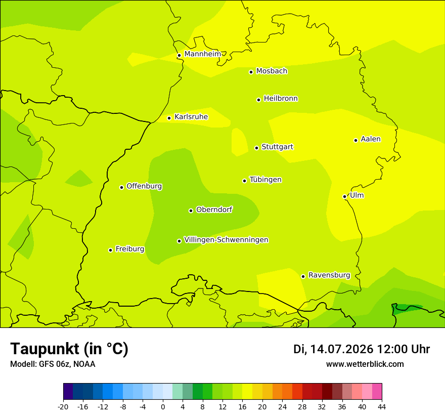 Modellkarte GFS – td – bw