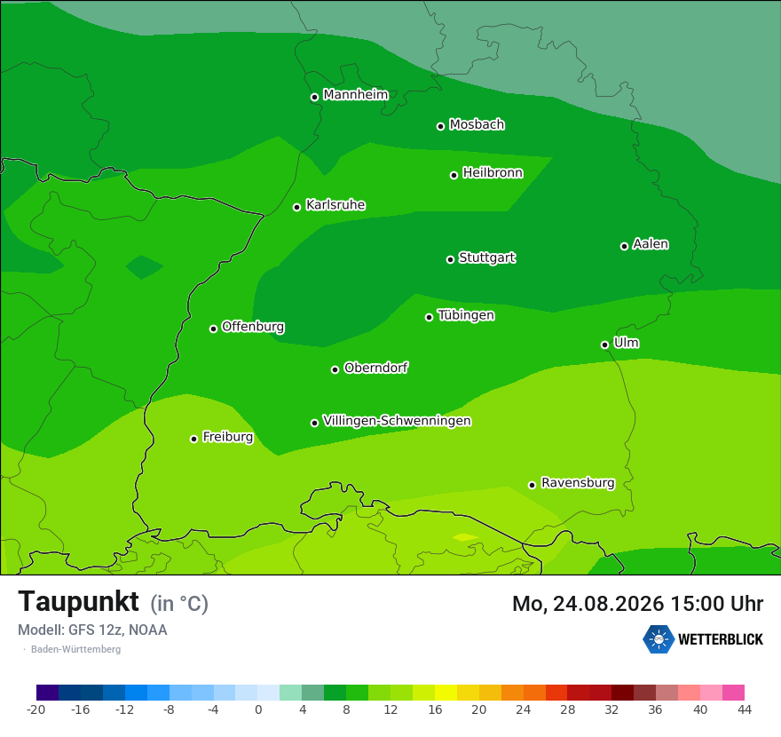 Modellkarte GFS – td – bw
