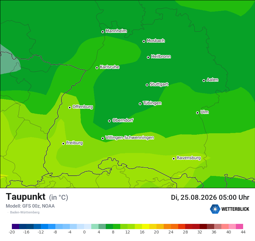 Modellkarte GFS – td – bw
