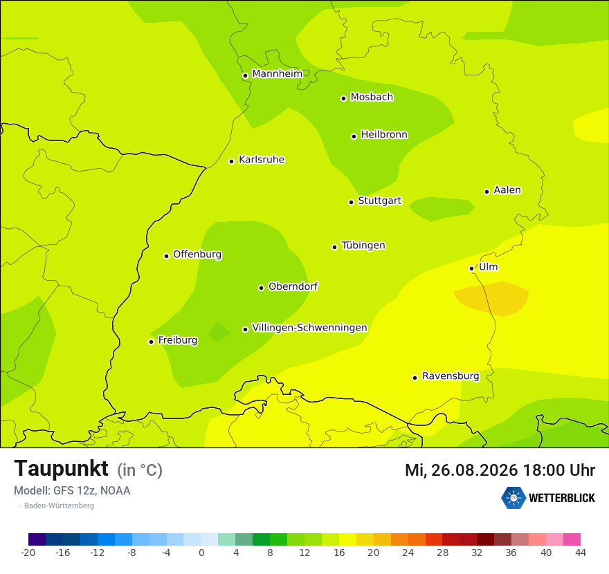 Modellkarte GFS – td – bw