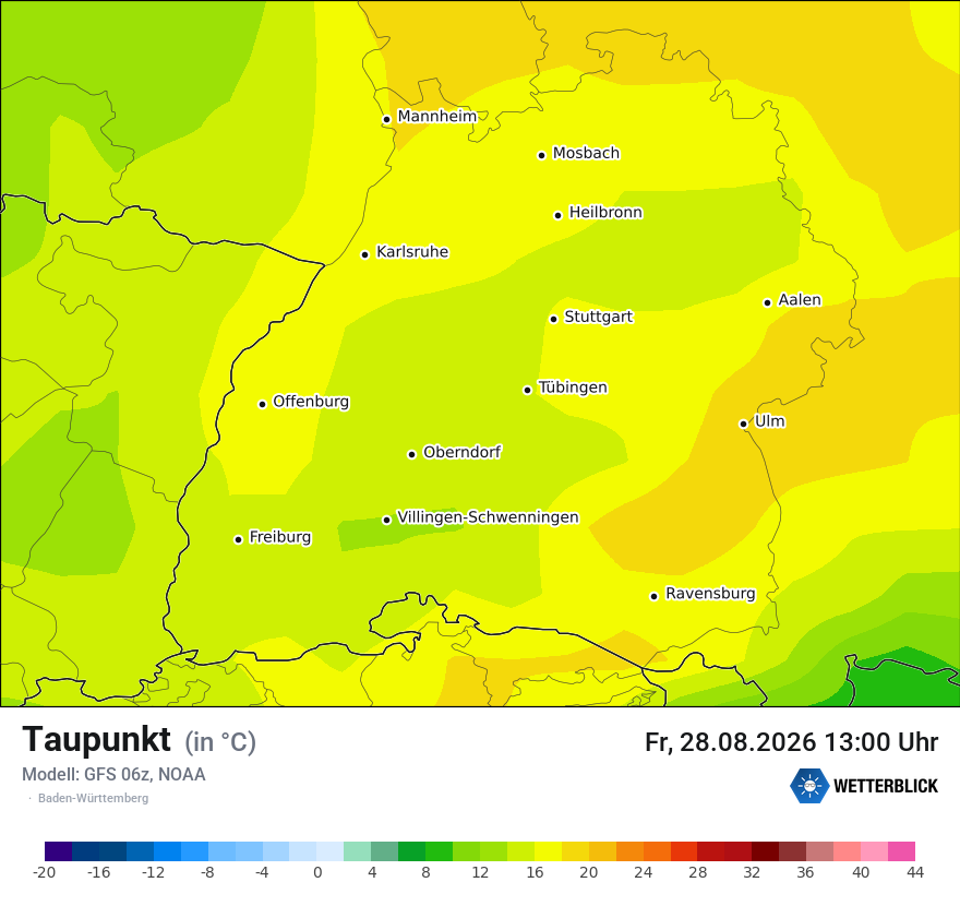 Modellkarte GFS – td – bw