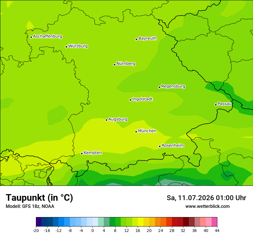 Modellkarte GFS – td – by