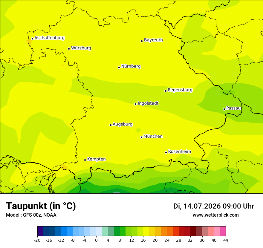 Modellkarte GFS – td – by