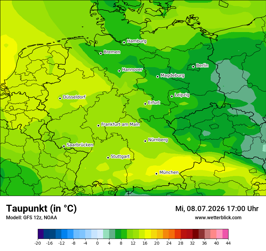 Modellkarte GFS – td – deutschland