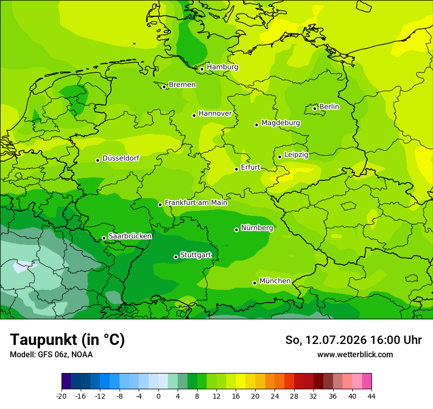 Modellkarte GFS – td – deutschland