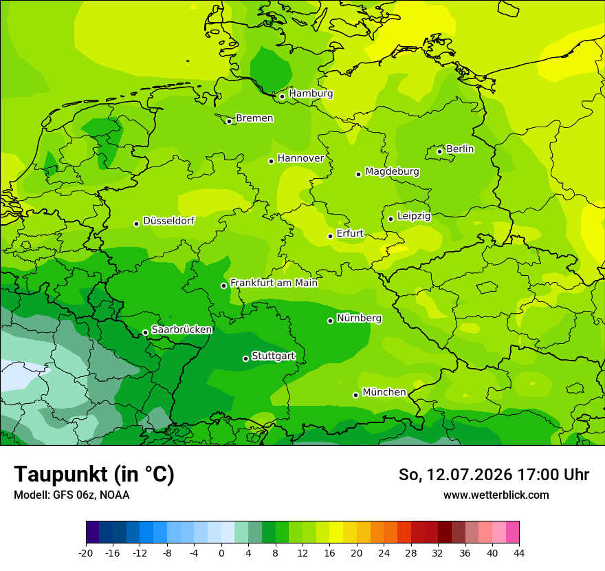 Modellkarte GFS – td – deutschland