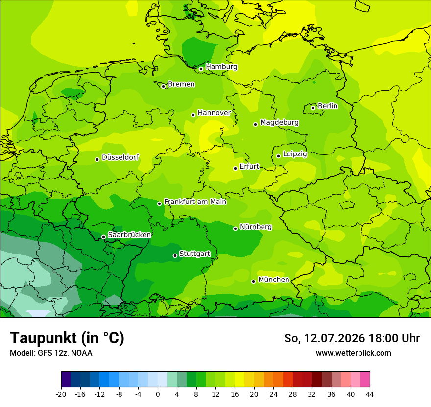 Modellkarte GFS – td – deutschland
