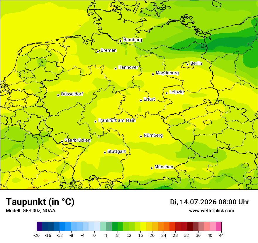 Modellkarte GFS – td – deutschland