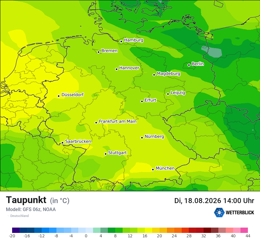 Modellkarte GFS – td – deutschland
