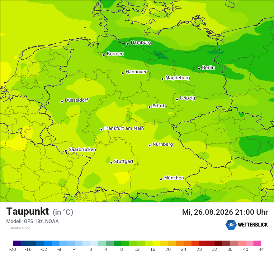 Modellkarte GFS – td – deutschland