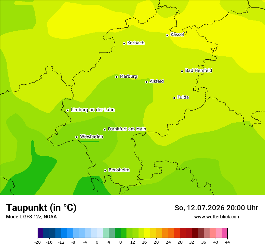 Modellkarte GFS – td – he