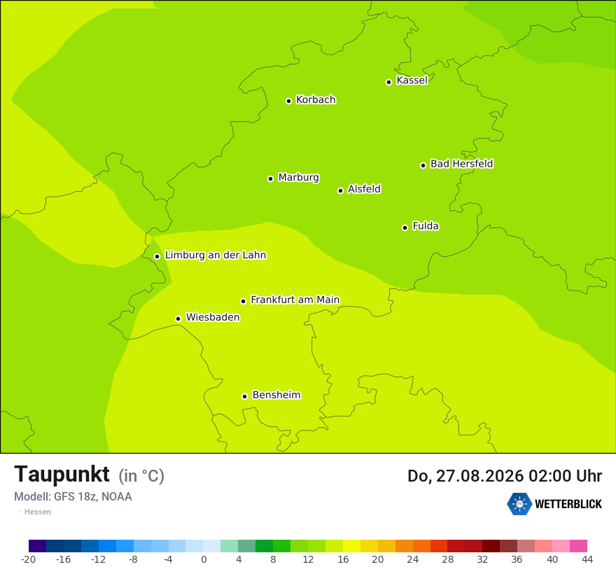 Modellkarte GFS – td – he