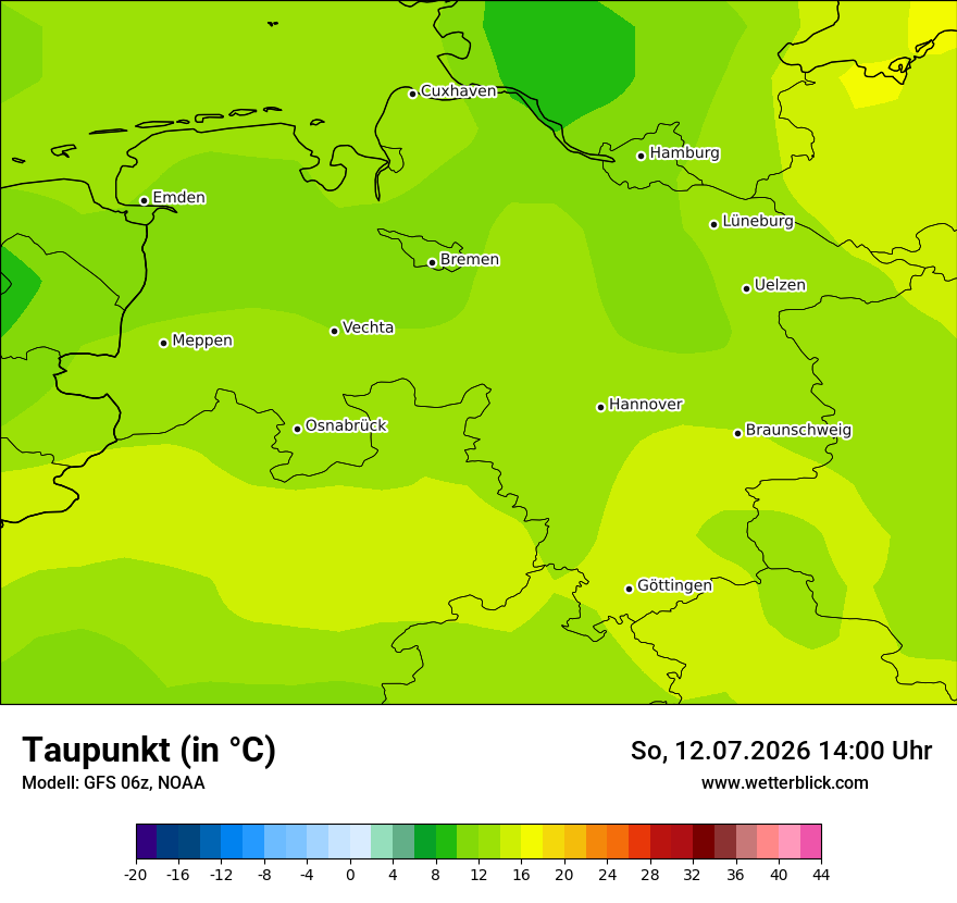 Modellkarte GFS – td – ni