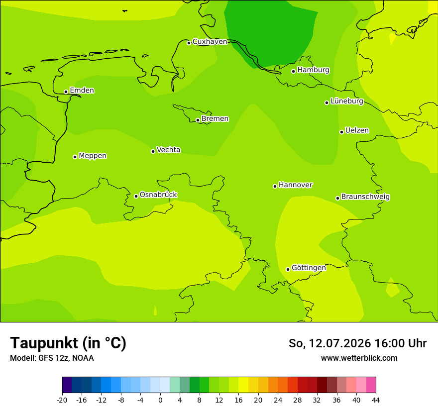 Modellkarte GFS – td – ni