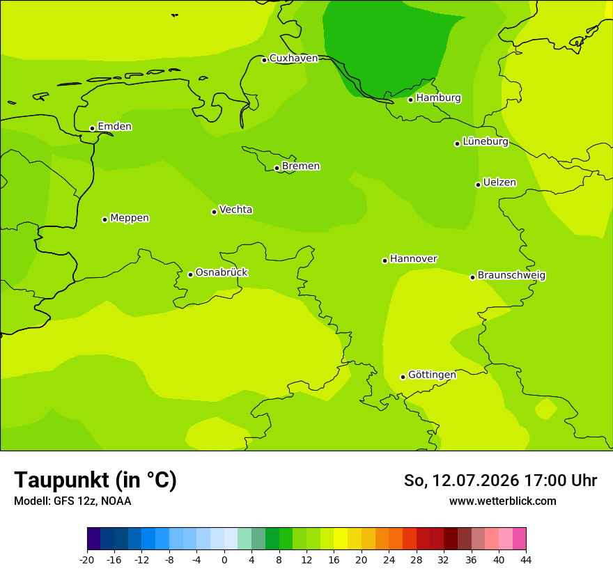 Modellkarte GFS – td – ni