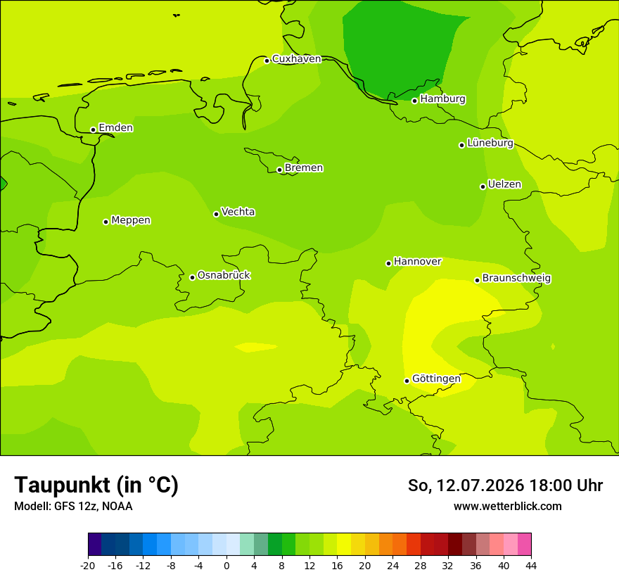 Modellkarte GFS – td – ni