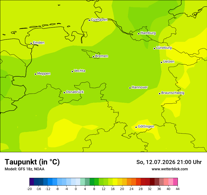 Modellkarte GFS – td – ni