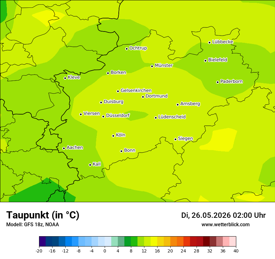 Modellkarte GFS – td – nrw